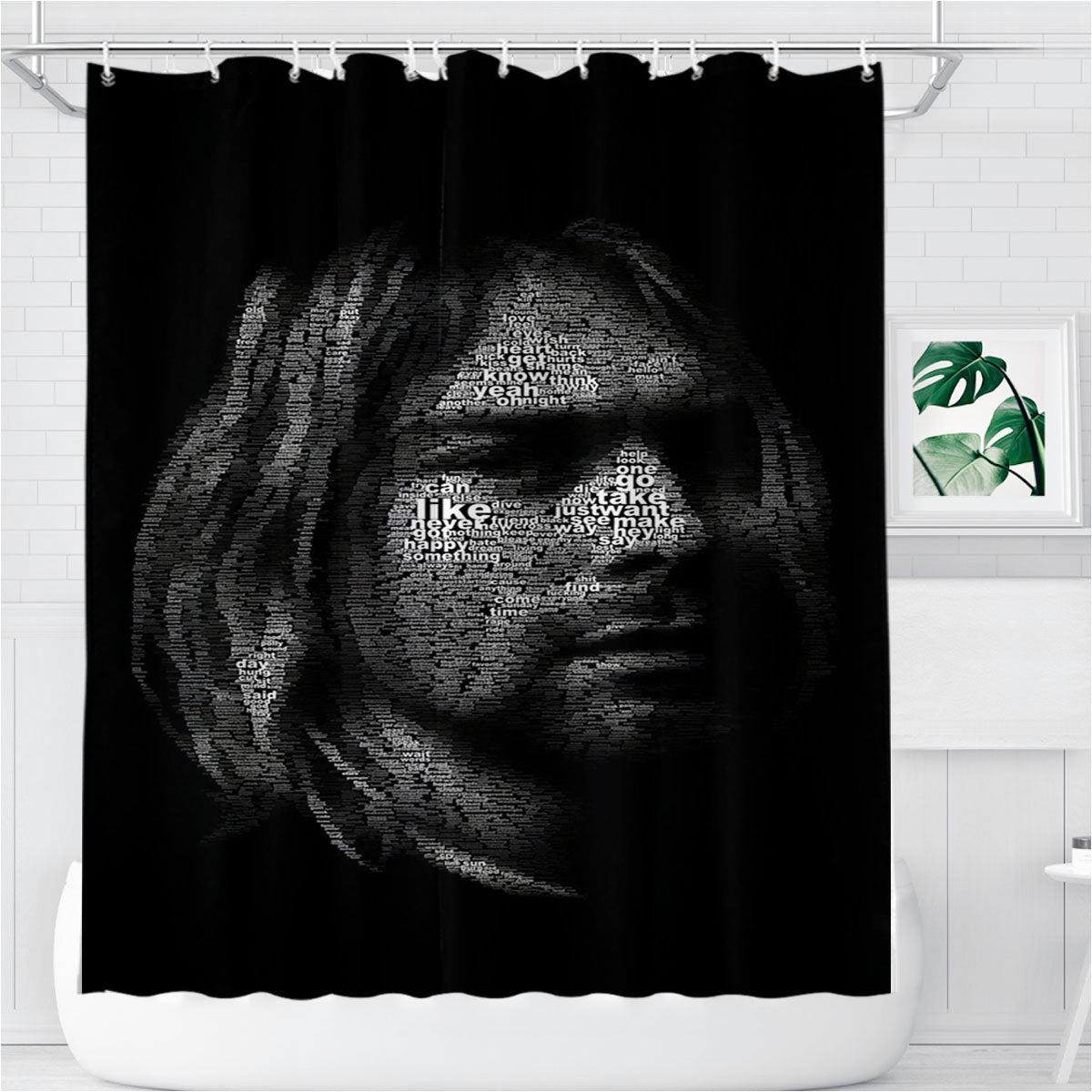 Nirvana Kurt Cobain Art Bathroom Shower Curtain Fabric Waterproof | 66 X 72 Inch