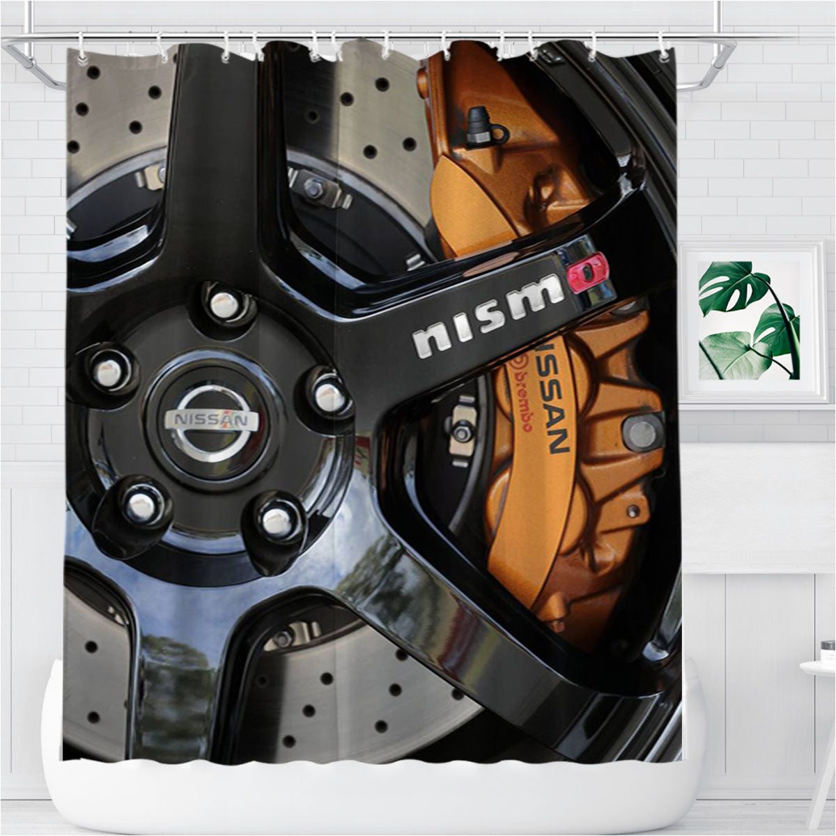 Nissan Nismo Brakes Bathroom Shower Curtain Fabric Waterproof | 66 X 72 Inch