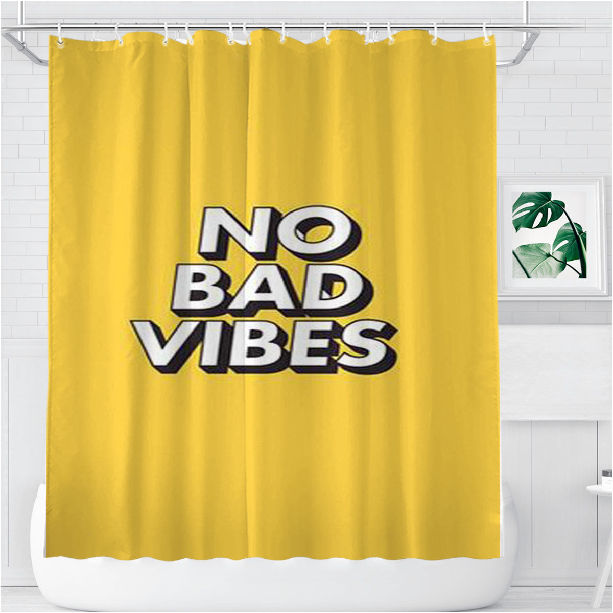 No Bad Vibes Bathroom Shower Curtain Fabric Waterproof | 66 X 72 Inch