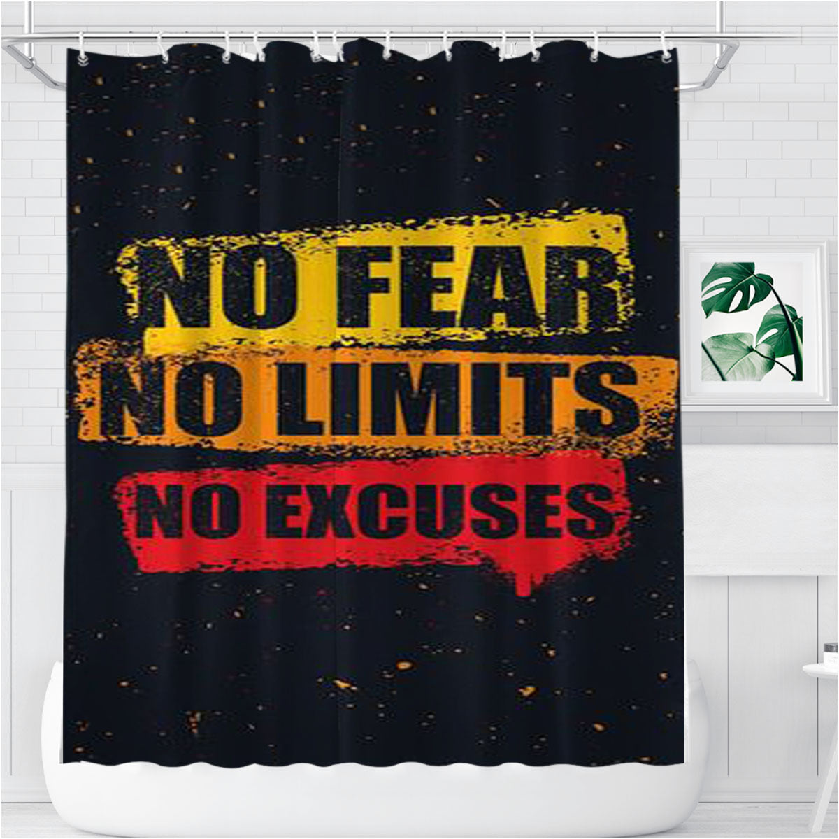 No Fear No Limits No Excuses Bathroom Shower Curtain Fabric Waterproof | 66 X 72 Inch