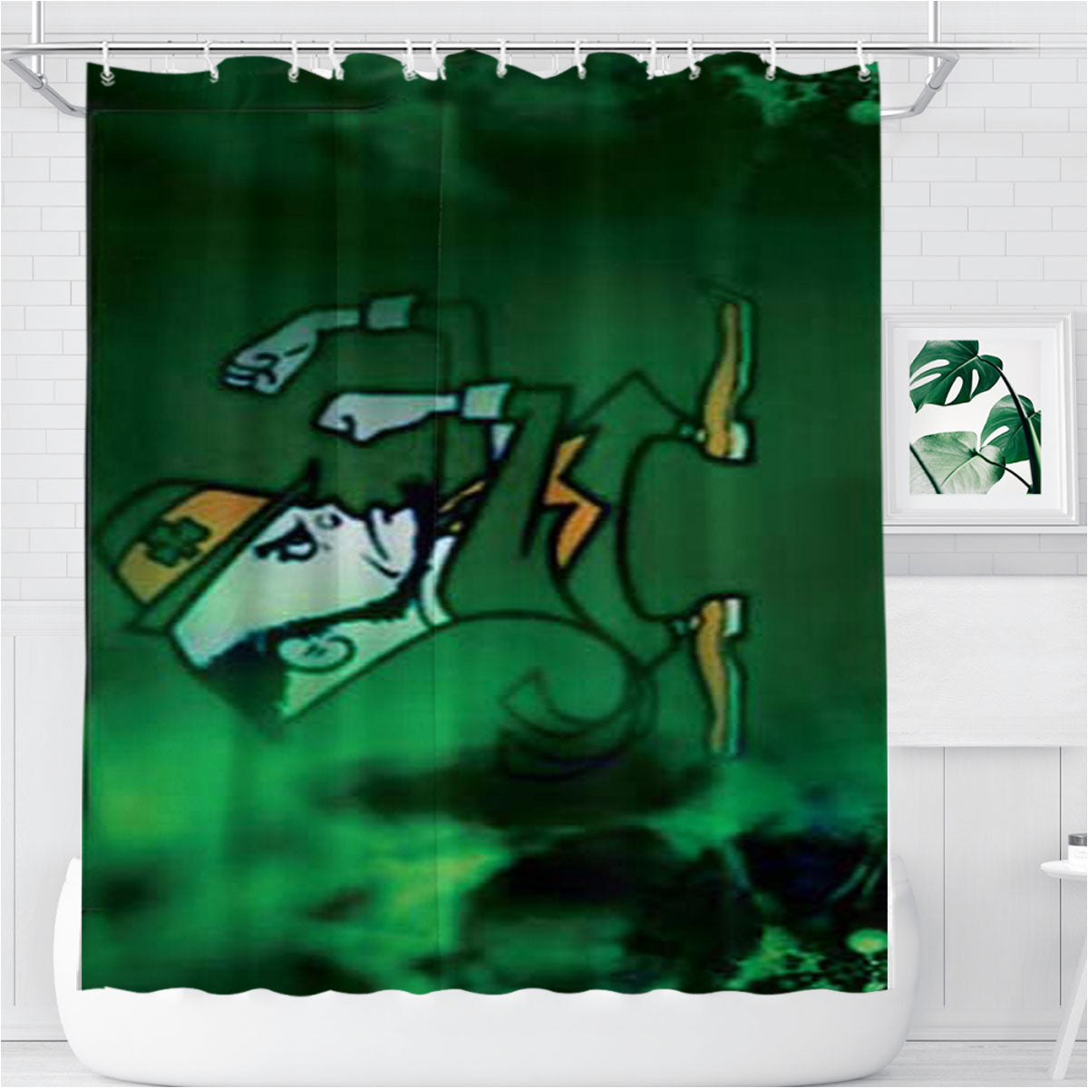 Notre Dame Green Mist Bathroom Shower Curtain Fabric Waterproof | 66 X 72 Inch