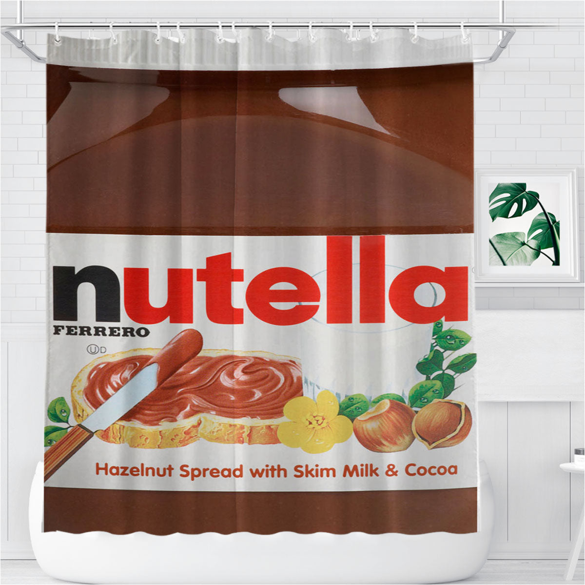 Nutella Bathroom Shower Curtain Fabric Waterproof | 66 X 72 Inch