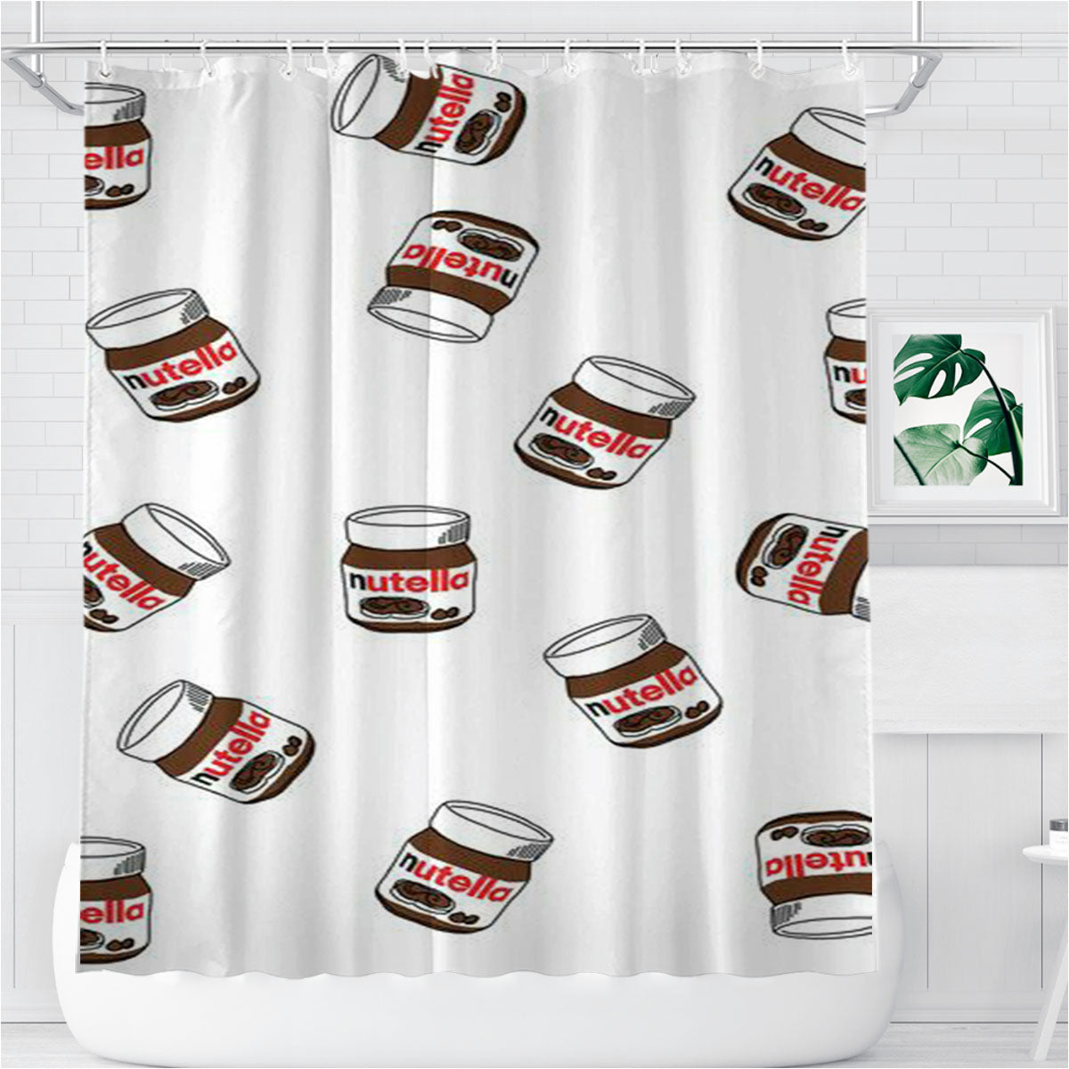Nutella Pattern Bathroom Shower Curtain Fabric Waterproof | 66 X 72 Inch