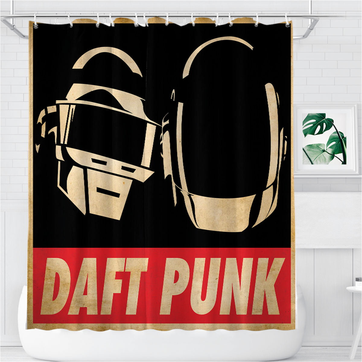Obey Daft Punk Bathroom Shower Curtain Fabric Waterproof | 66 X 72 Inch