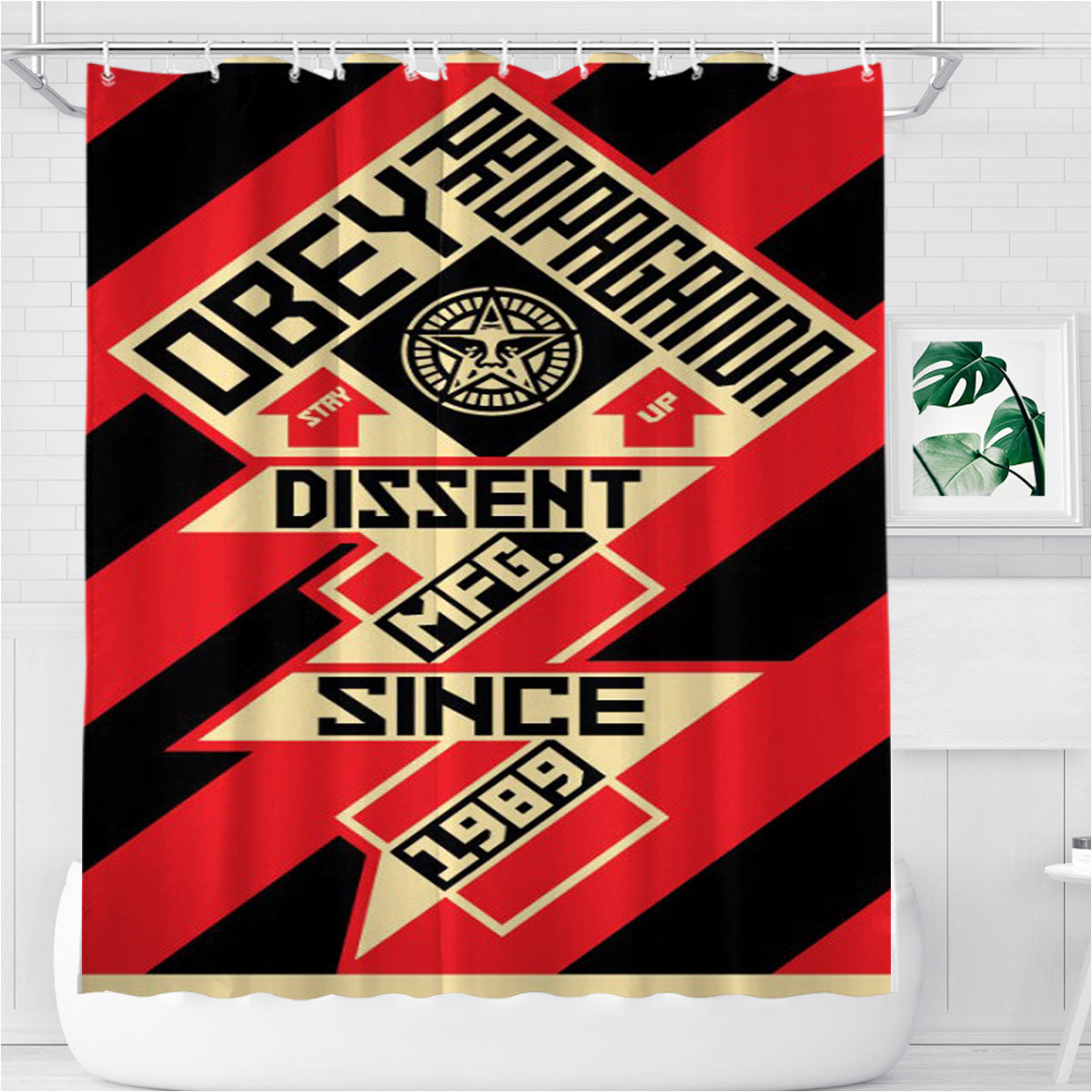 Obey Propaganda Bathroom Shower Curtain Fabric Waterproof | 66 X 72 Inch