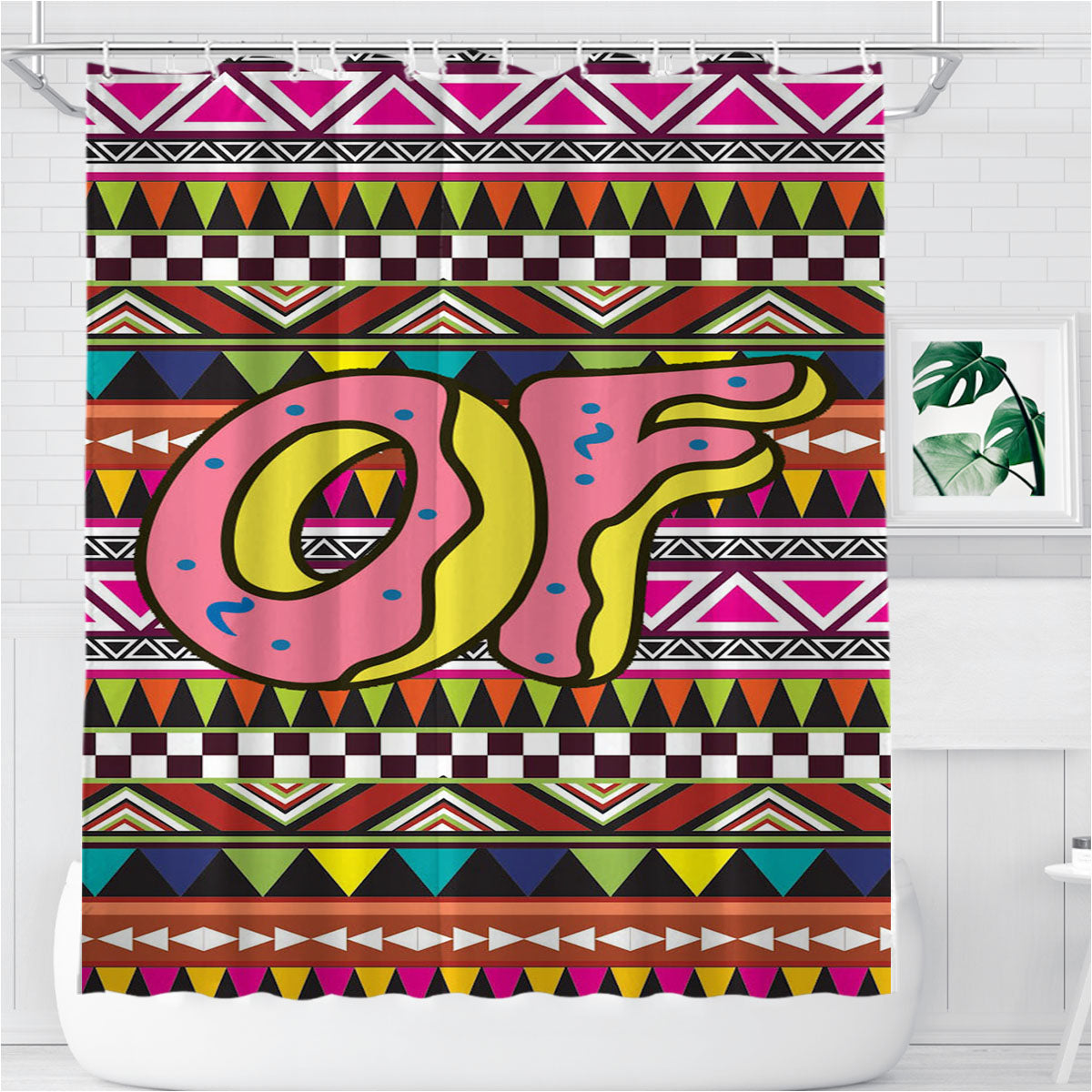 Odd Future Aztec Pattern Bathroom Shower Curtain Fabric Waterproof | 66 X 72 Inch
