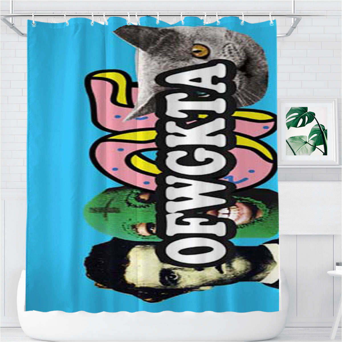 Odd Future Blue With Logos Bathroom Shower Curtain Fabric Waterproof | 66 X 72 Inch