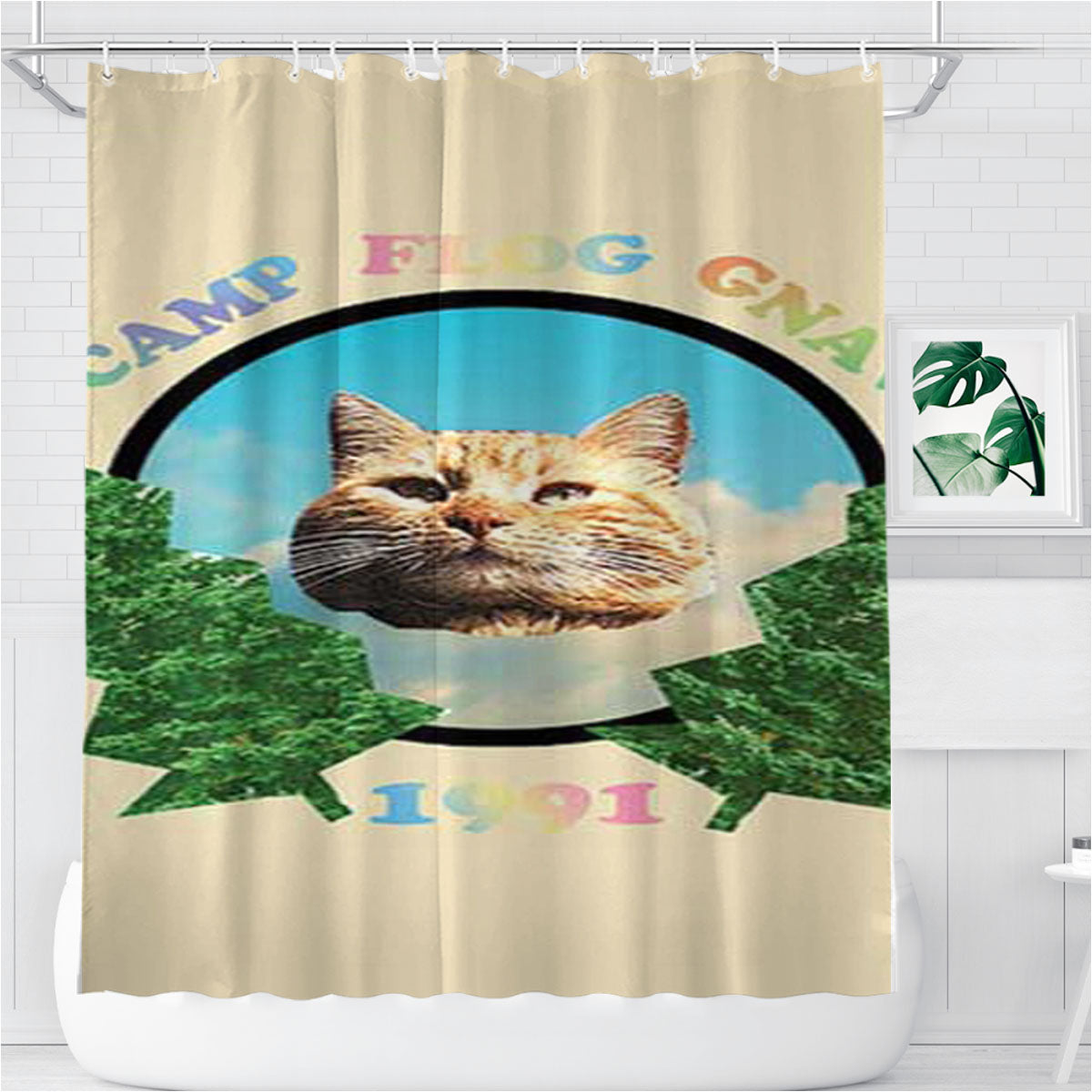 Odd Future Cat Crest Bathroom Shower Curtain Fabric Waterproof | 66 X 72 Inch
