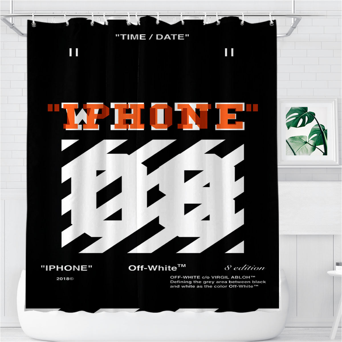 Off White 08 Bathroom Shower Curtain Fabric Waterproof | 66 X 72 Inch