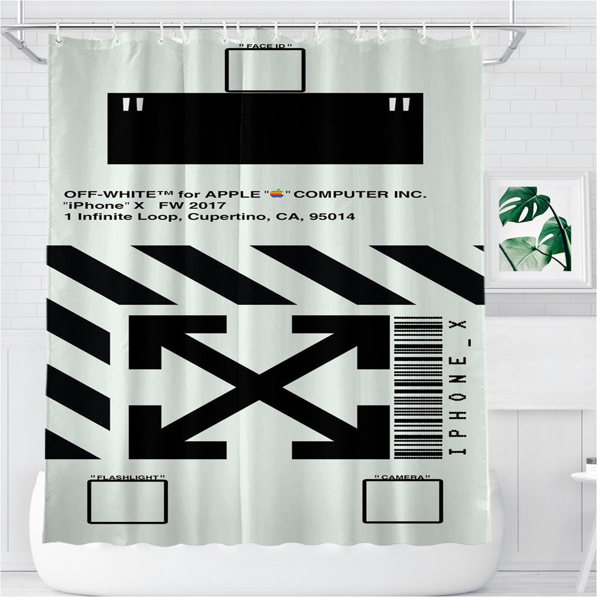 Off White Box Design Stripe Arrow Bathroom Shower Curtain Fabric Waterproof | 66 X 72 Inch