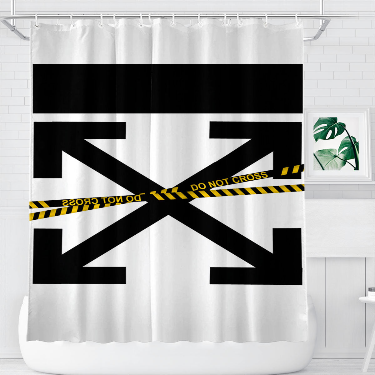 Off White Funny Bathroom Shower Curtain Fabric Waterproof | 66 X 72 Inch