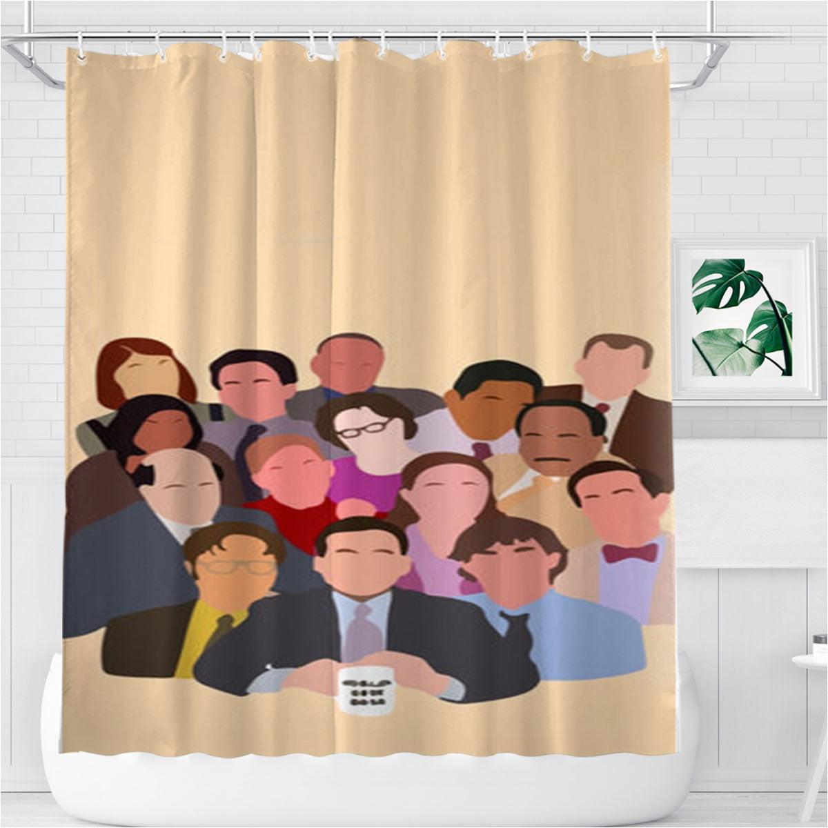 Office Characters Bathroom Shower Curtain Fabric Waterproof | 66 X 72 Inch