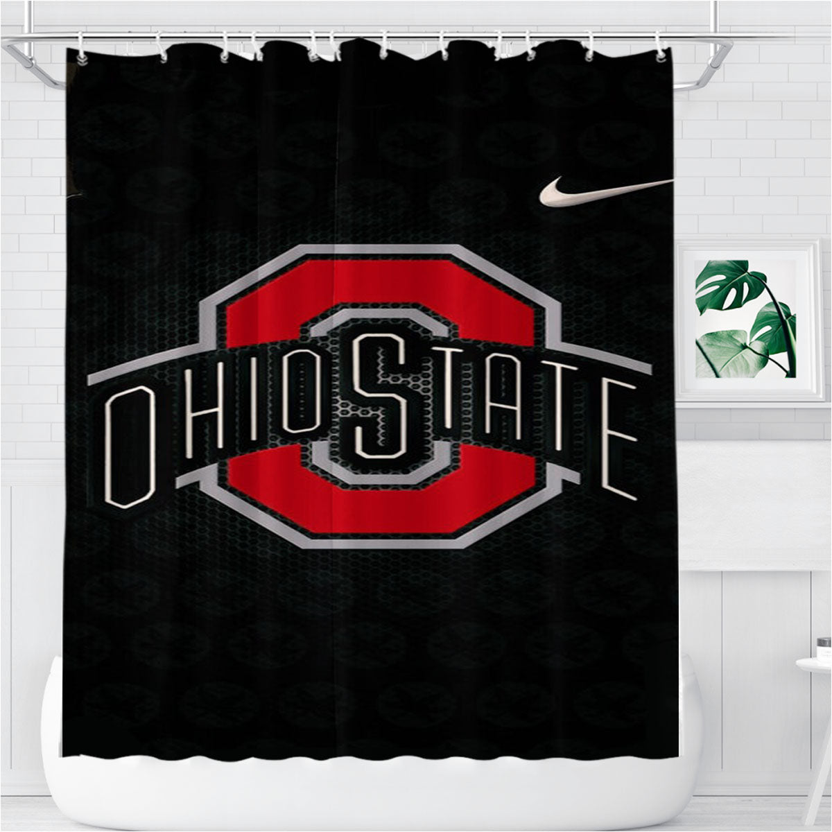 Ohio State Buckeyes 987 Bathroom Shower Curtain Fabric Waterproof | 66 X 72 Inch