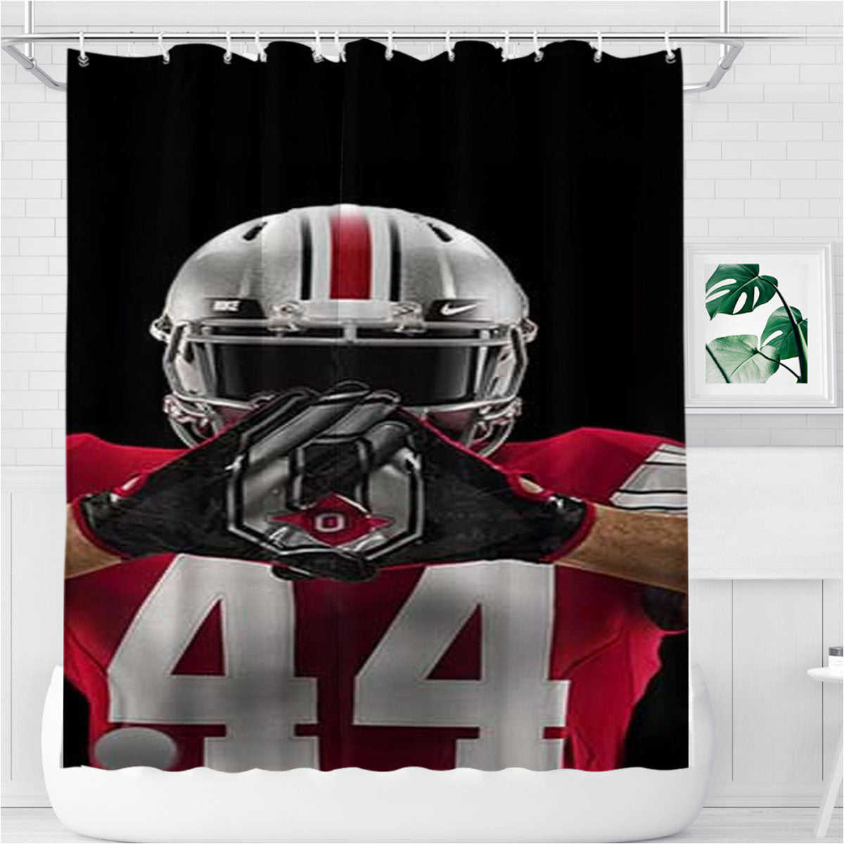 Ohio State Buckeyes College Football Bathroom Shower Curtain Fabric Waterproof | 66 X 72 Inch