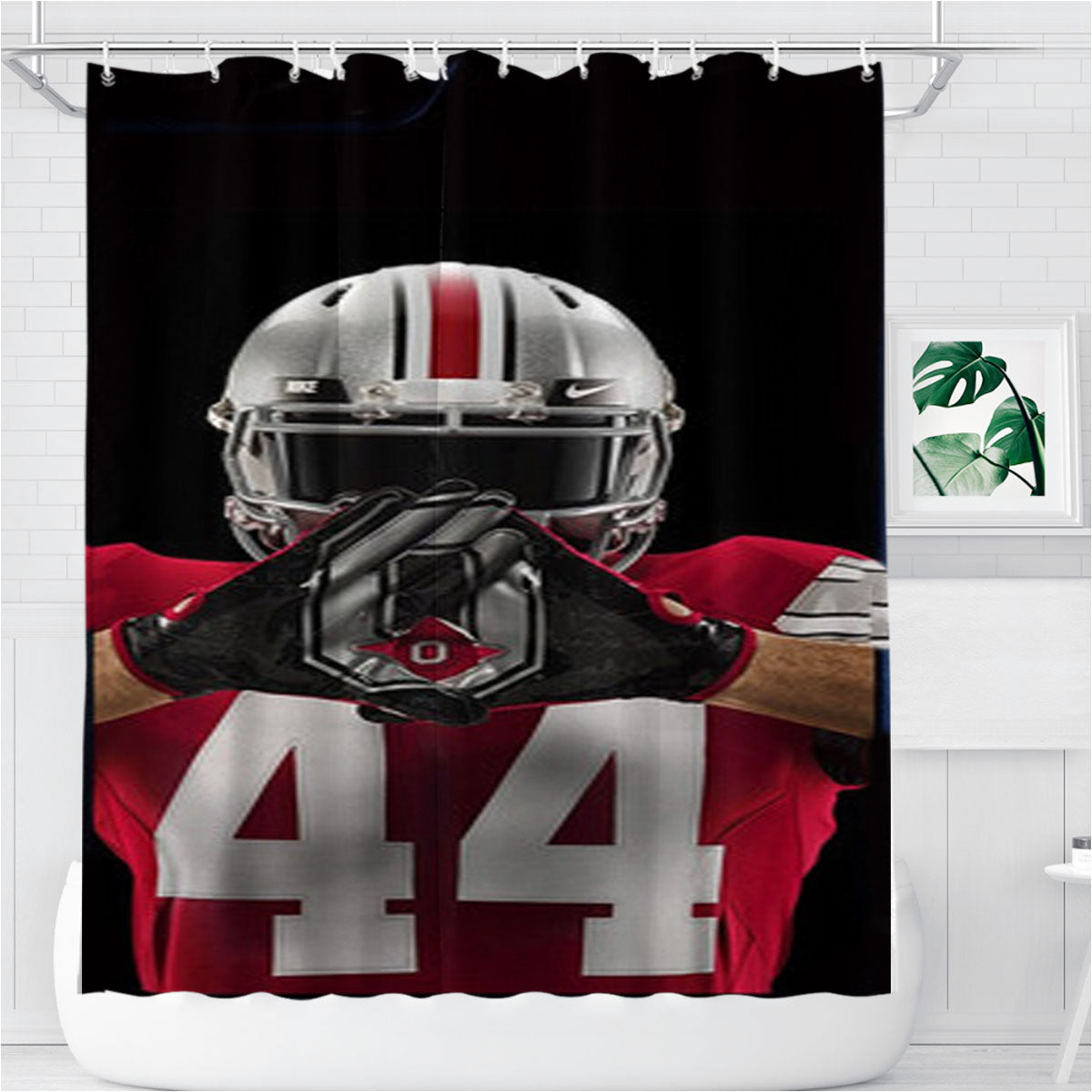 Ohio State Buckeyes Football Bathroom Shower Curtain Fabric Waterproof | 66 X 72 Inch