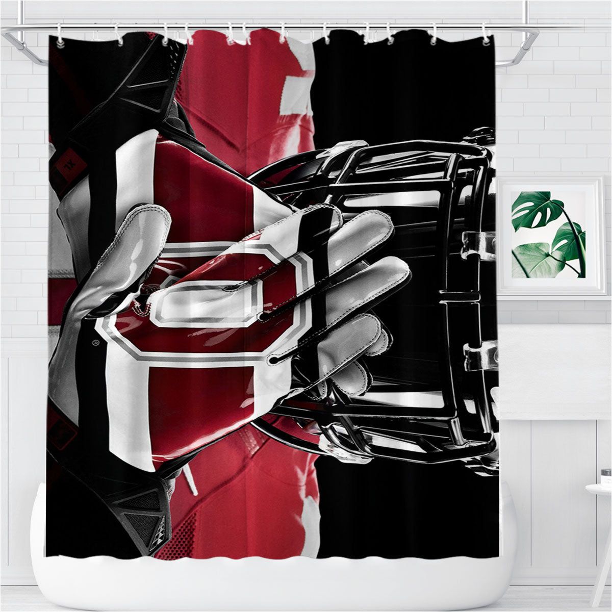 Ohio State Football Bathroom Shower Curtain Fabric Waterproof | 66 X 72 Inch