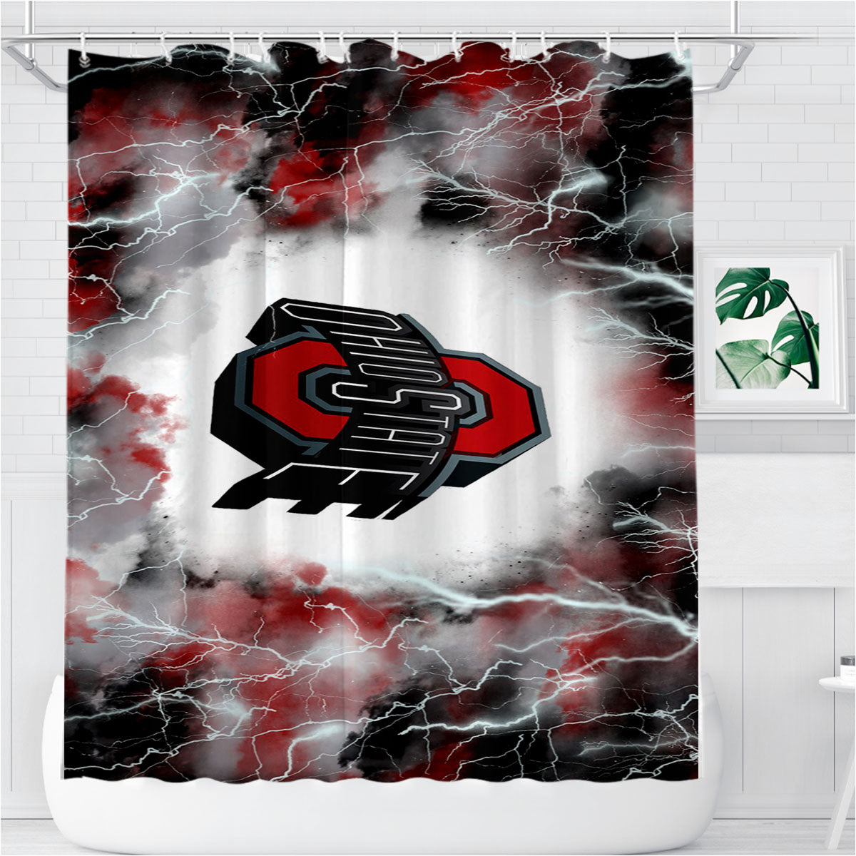 Ohio State Football Logo Bathroom Shower Curtain Fabric Waterproof | 66 X 72 Inch