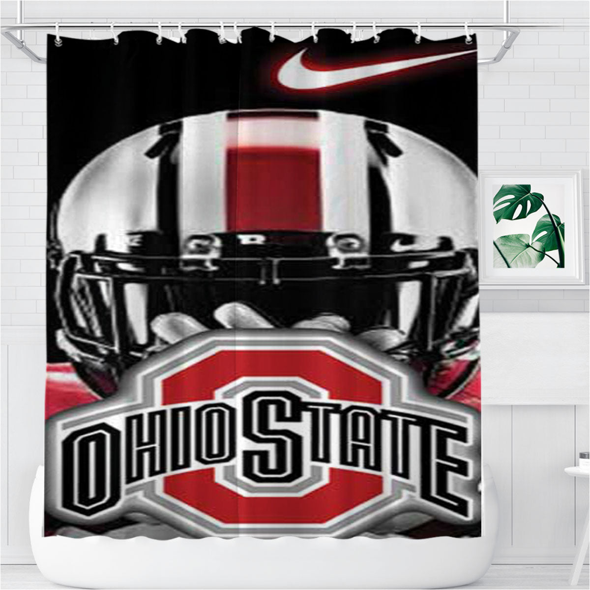 Ohio State Player Logo Nike Bathroom Shower Curtain Fabric Waterproof | 66 X 72 Inch