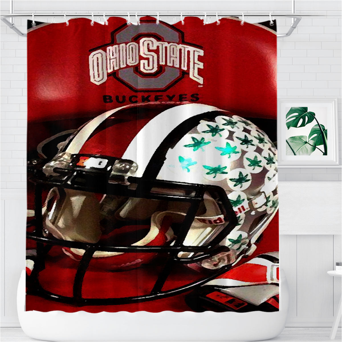Ohio State Watch Buckeyes Fossil Mens Bathroom Shower Curtain Fabric Waterproof | 66 X 72 Inch