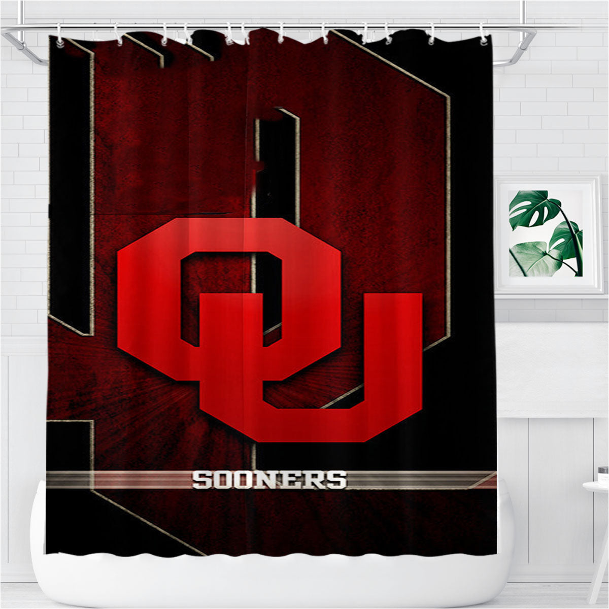 Oklahoma Sooners 4 Bathroom Shower Curtain Fabric Waterproof | 66 X 72 Inch
