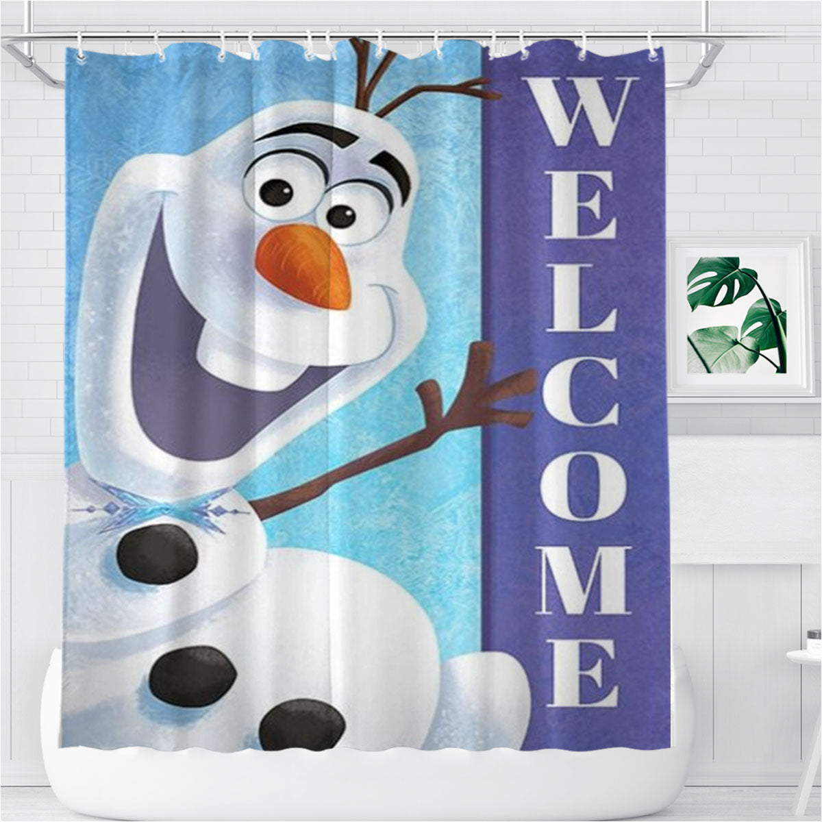 Olaf Welcome Bathroom Shower Curtain Fabric Waterproof | 66 X 72 Inch