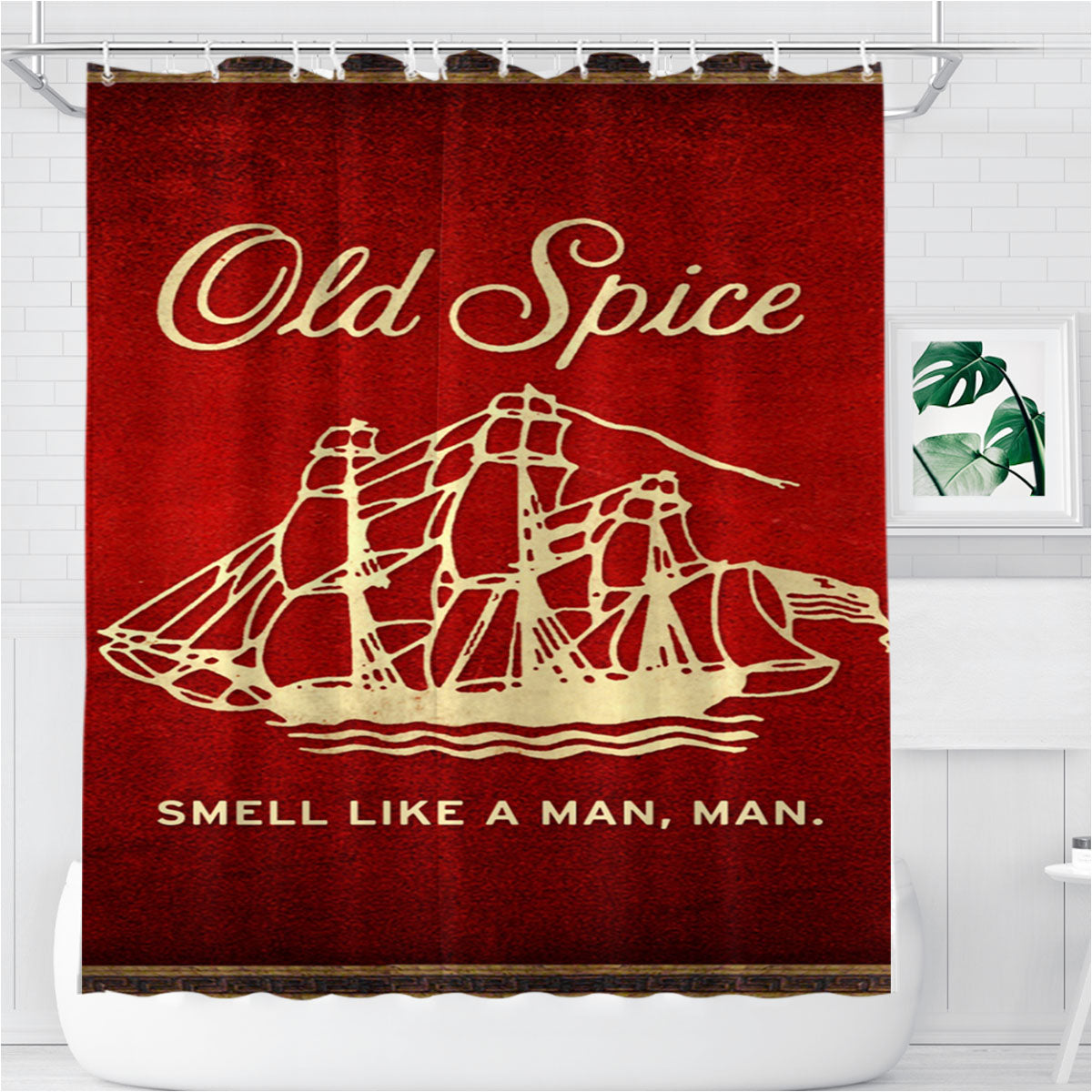 Old Spice Cosmetics Brand Bathroom Shower Curtain Fabric Waterproof | 66 X 72 Inch