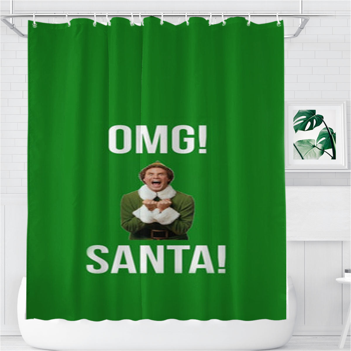 Omg Santa! - Elf Bathroom Shower Curtain Fabric Waterproof | 66 X 72 Inch