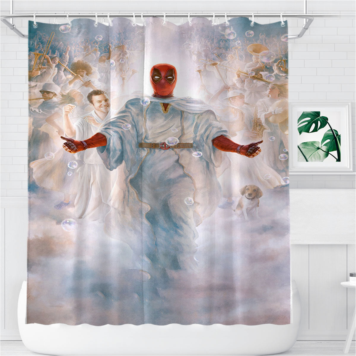 Once Upon A Deadpool Angel Bathroom Shower Curtain Fabric Waterproof | 66 X 72 Inch