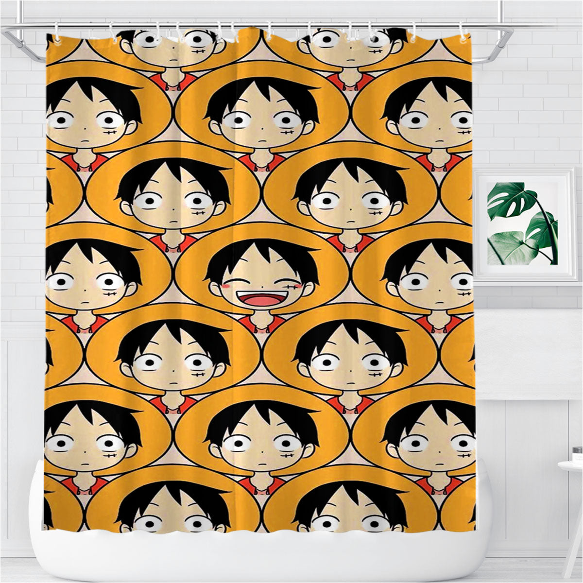 One Piece Anime Pattern Bathroom Shower Curtain Fabric Waterproof | 66 X 72 Inch