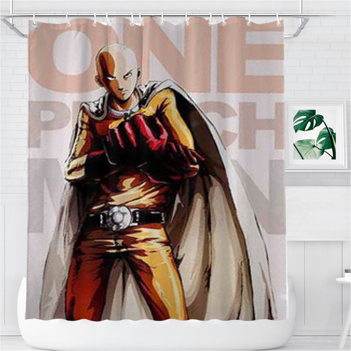 One Punch Man Saitama Bathroom Shower Curtain Fabric Waterproof | 66 X 72 Inch