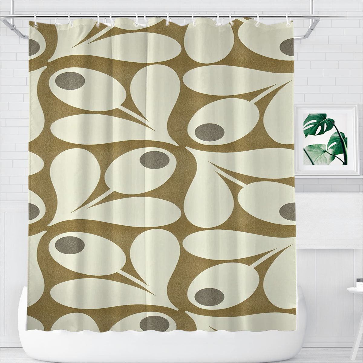 Orla Kiely Acorn Spot Pattern Design Bathroom Shower Curtain Fabric Waterproof | 66 X 72 Inch