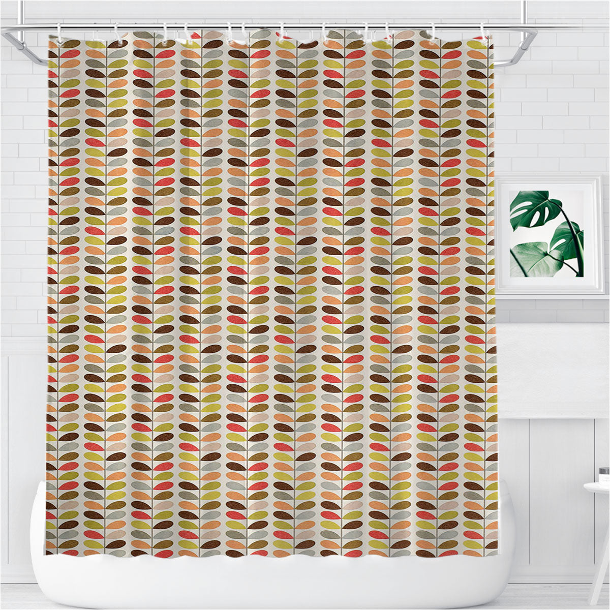 Orla Kiely Colorful Art Pattern Bathroom Shower Curtain Fabric Waterproof | 66 X 72 Inch