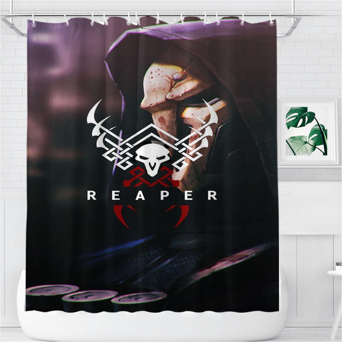 Overwatch Reaper Bathroom Shower Curtain Fabric Waterproof | 66 X 72 Inch