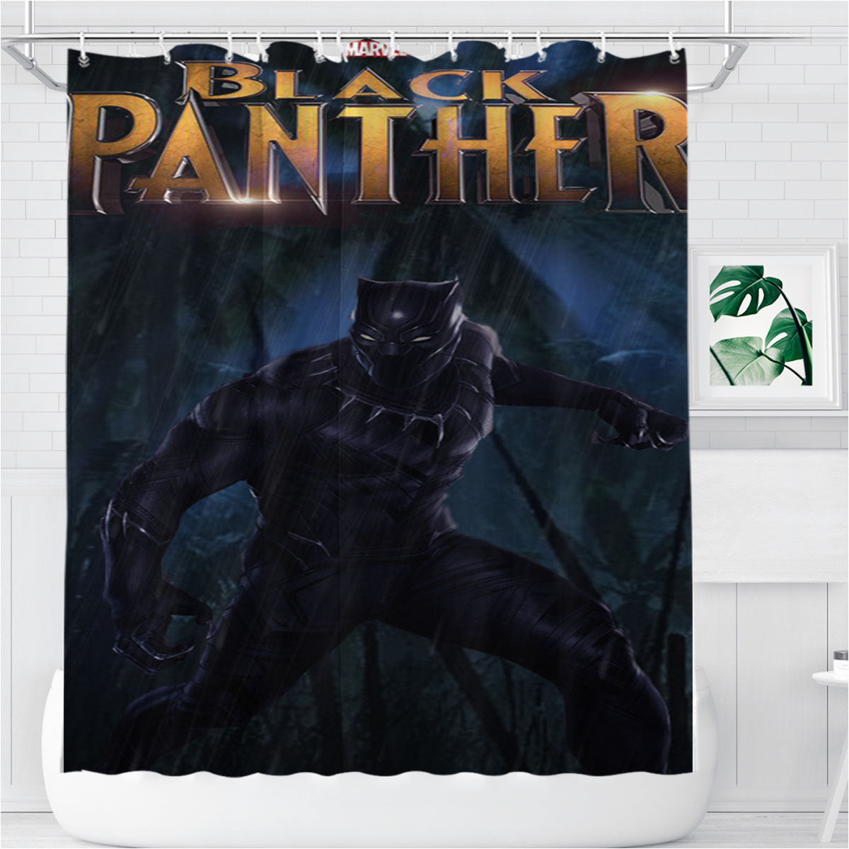 Panther Marvel Bathroom Shower Curtain Fabric Waterproof | 66 X 72 Inch
