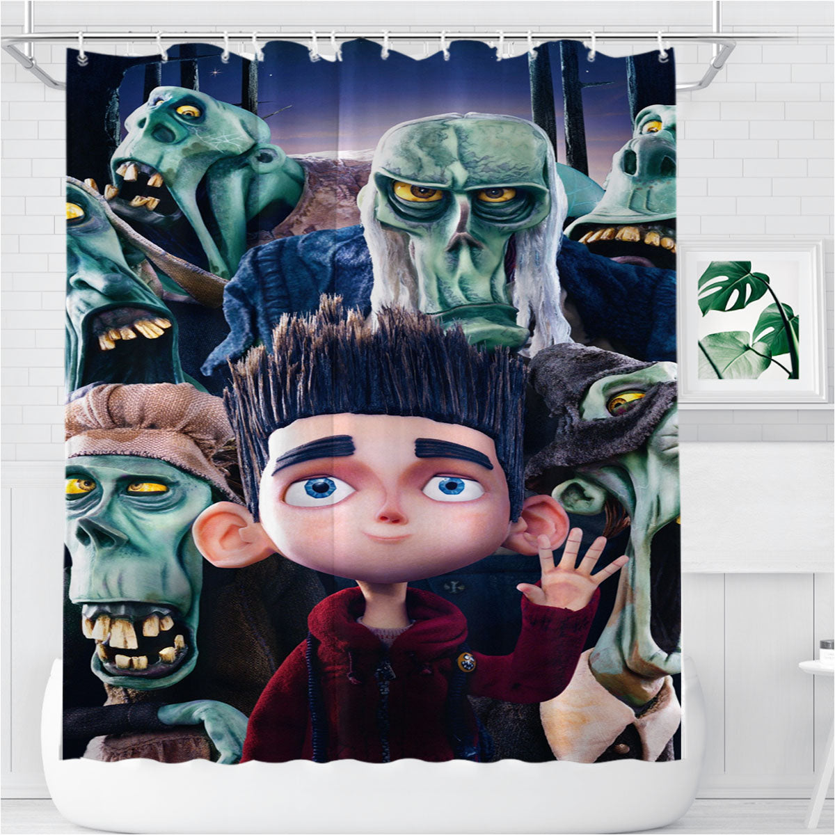 Paranorman 2012 Spooky Scary Halloween Horror Movie Bathroom Shower Curtain Fabric Waterproof | 66 X 72 Inch