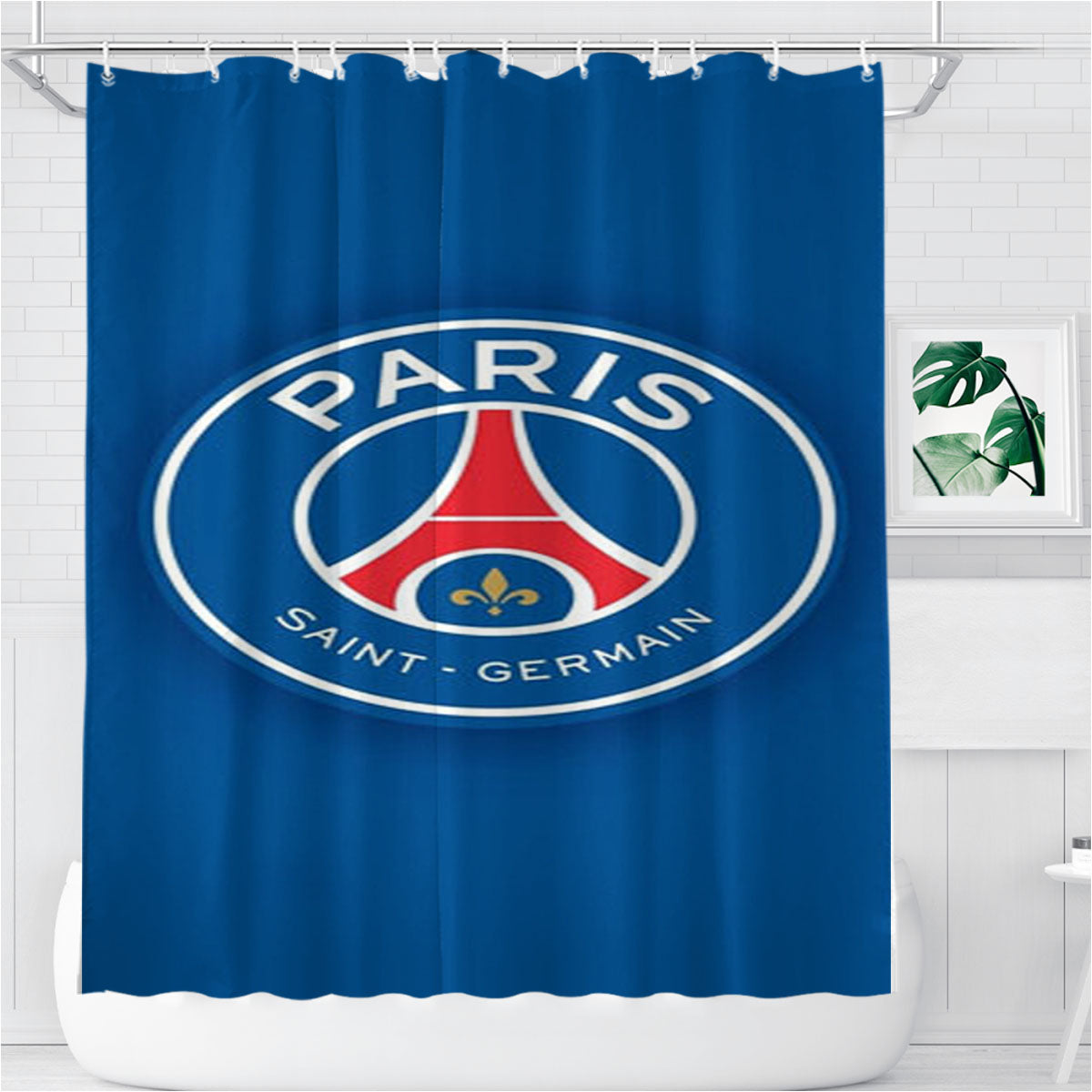 Paris Saint Germain Logo Bathroom Shower Curtain Fabric Waterproof | 66 X 72 Inch