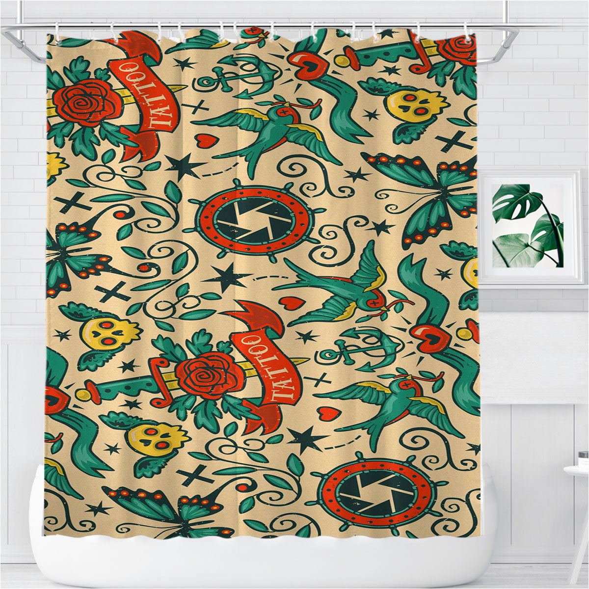 Pattern Bathroom Shower Curtain Fabric Waterproof | 66 X 72 Inch