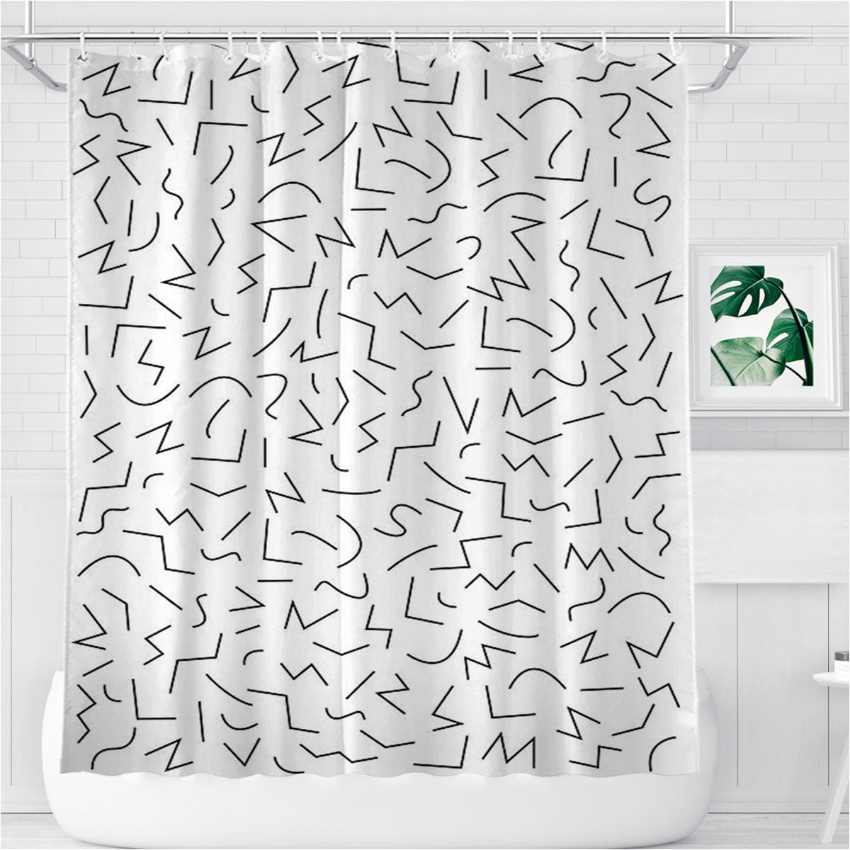 Pattern Art Nice Bathroom Shower Curtain Fabric Waterproof | 66 X 72 Inch