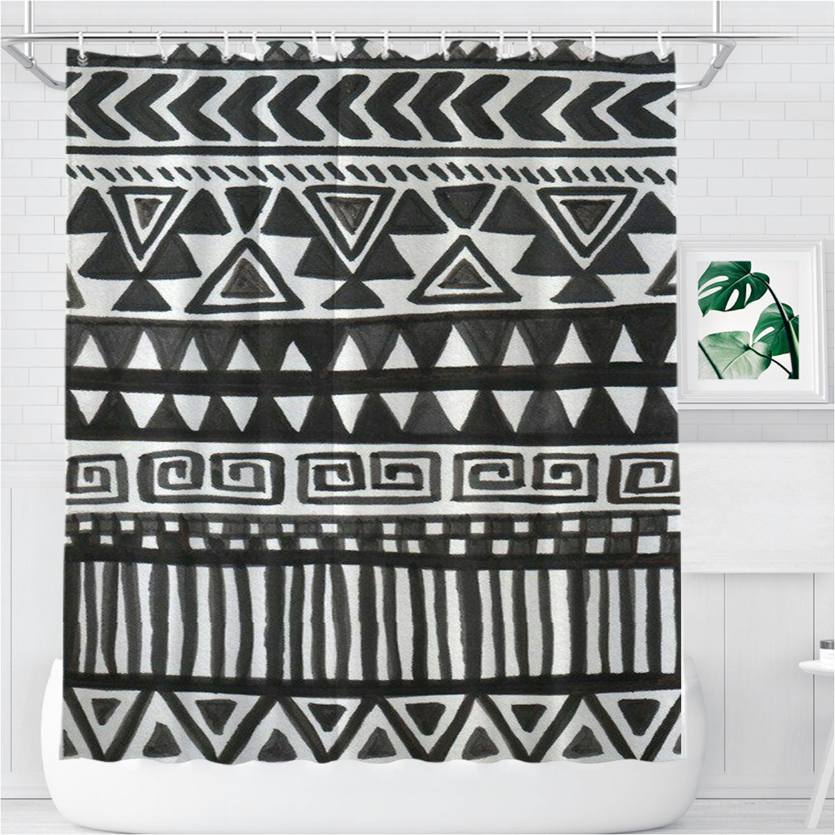 Pattern Cat Black Bathroom Shower Curtain Fabric Waterproof | 66 X 72 Inch