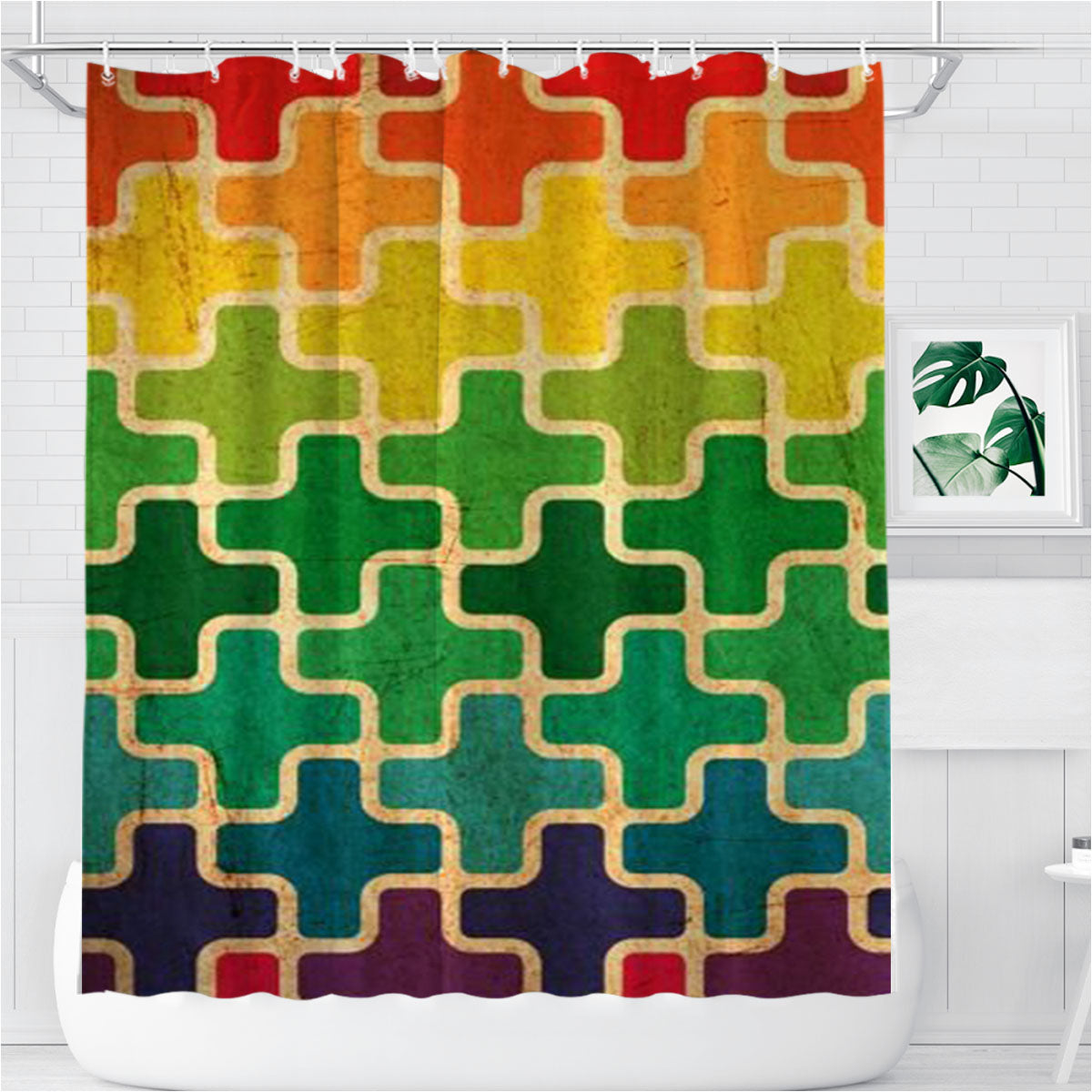 Pattern Colorfull Smile Bathroom Shower Curtain Fabric Waterproof | 66 X 72 Inch