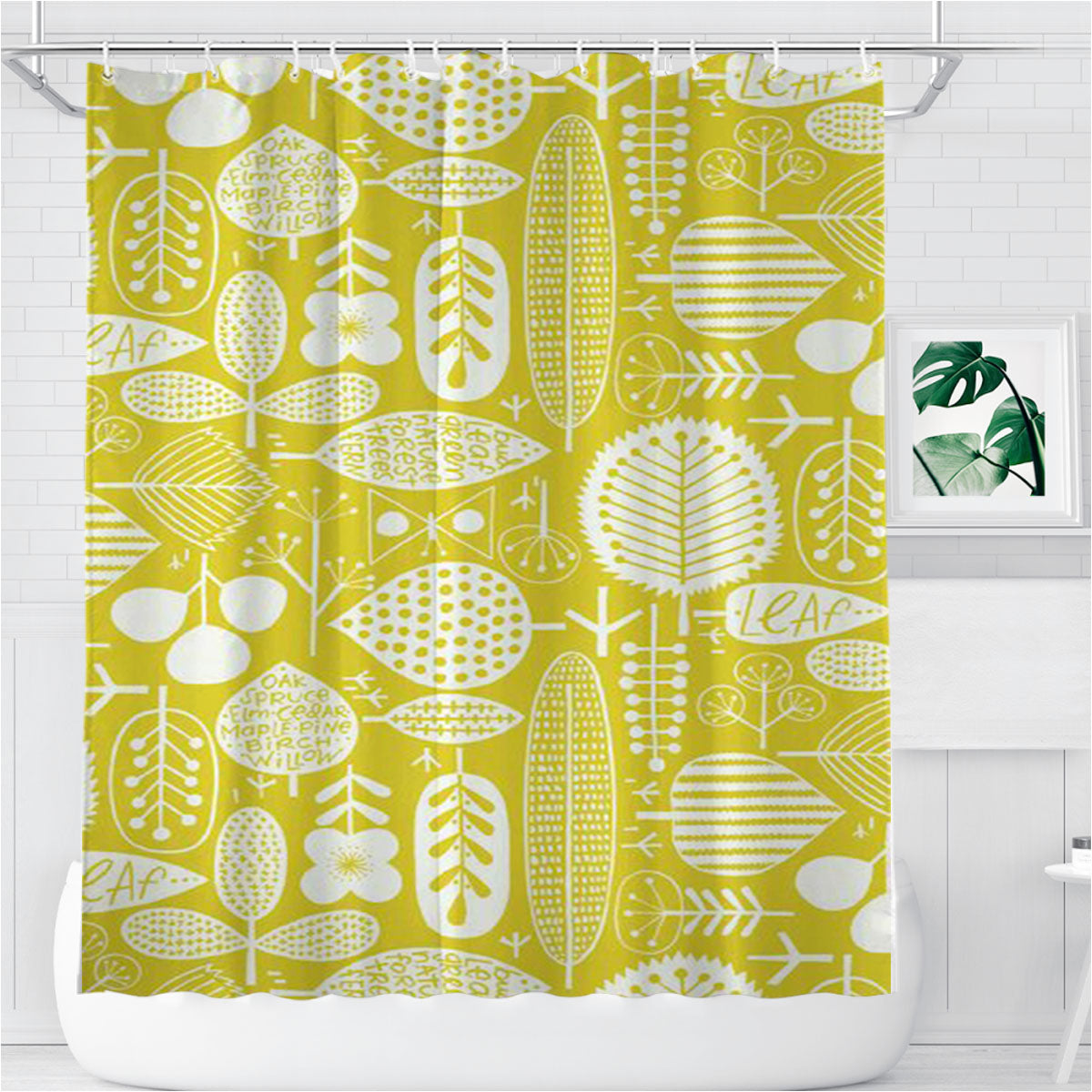 Pattern Gold Slow Bathroom Shower Curtain Fabric Waterproof | 66 X 72 Inch