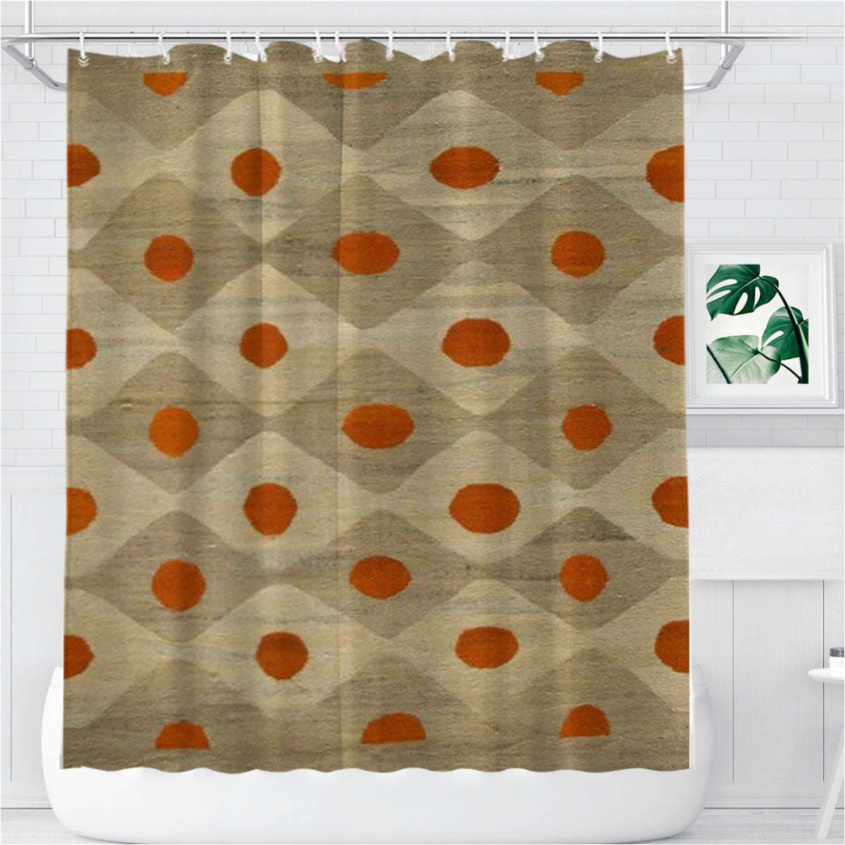 Pattern Smith Brown Bathroom Shower Curtain Fabric Waterproof | 66 X 72 Inch