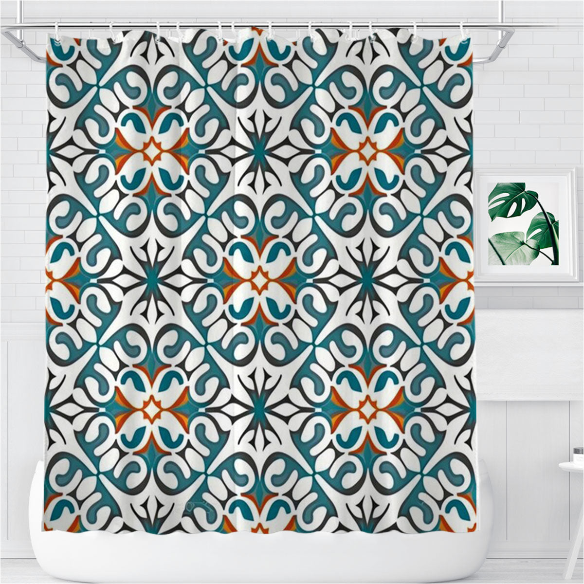 Pattern With The Letters Bathroom Shower Curtain Fabric Waterproof | 66 X 72 Inch