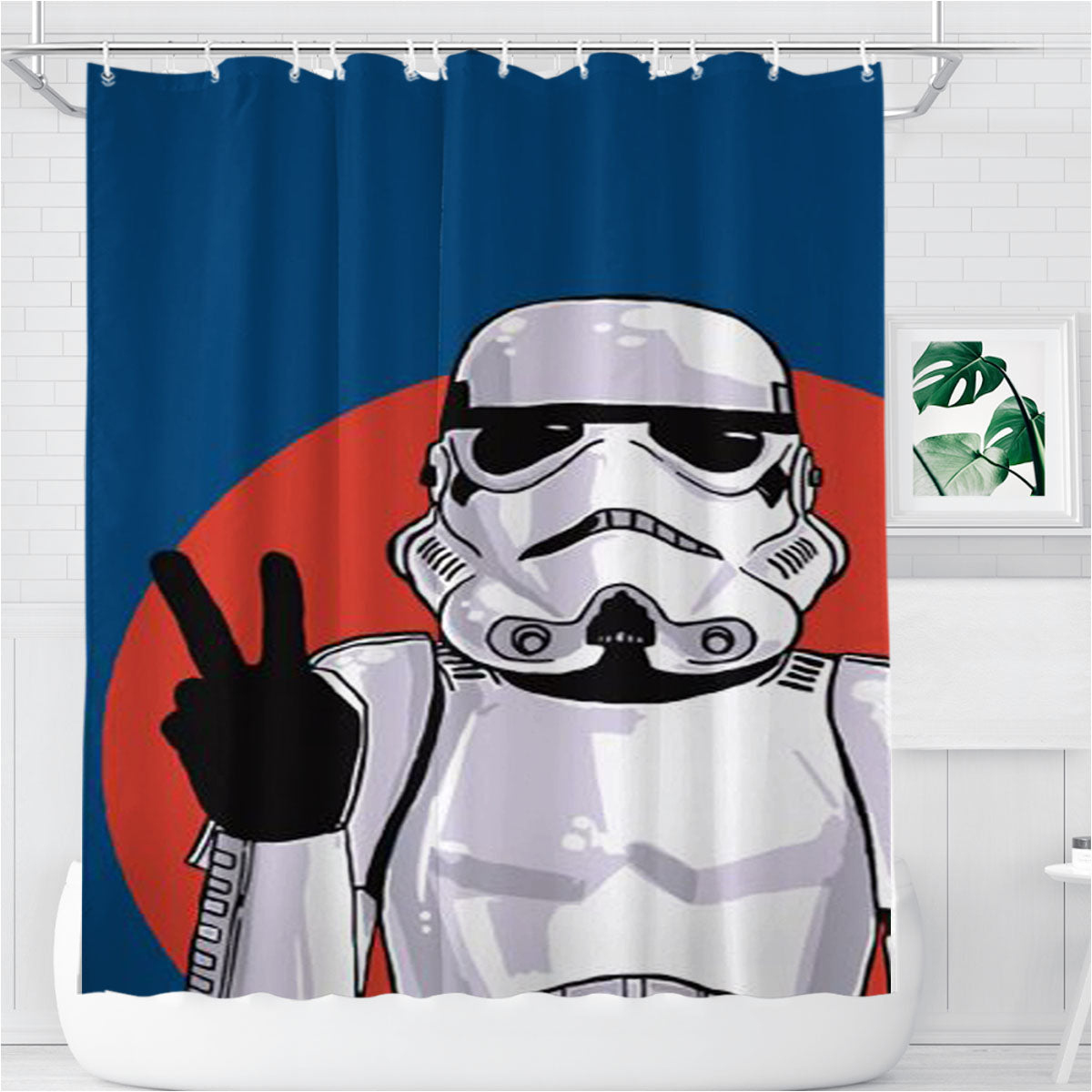 Peace Sign Storm Trooper Star Wars Bathroom Shower Curtain Fabric Waterproof | 66 X 72 Inch