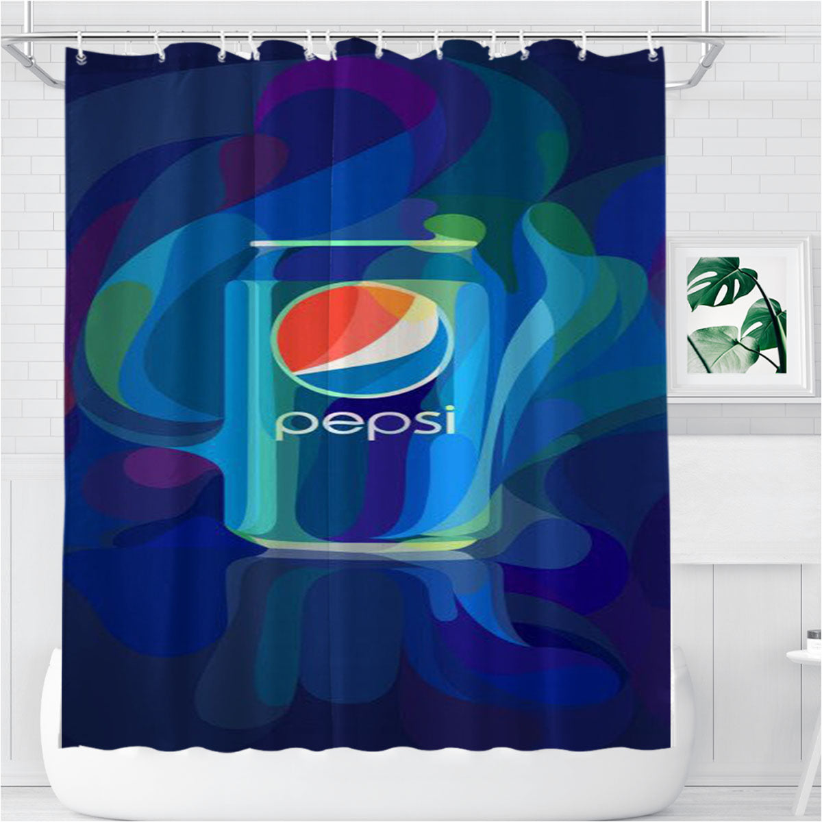 Pepsi Animated Bathroom Shower Curtain Fabric Waterproof | 66 X 72 Inch