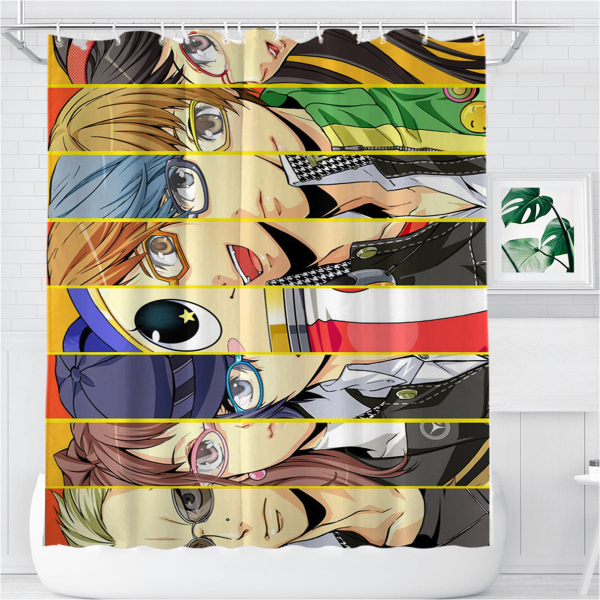 Persona Characters Bathroom Shower Curtain Fabric Waterproof | 66 X 72 Inch