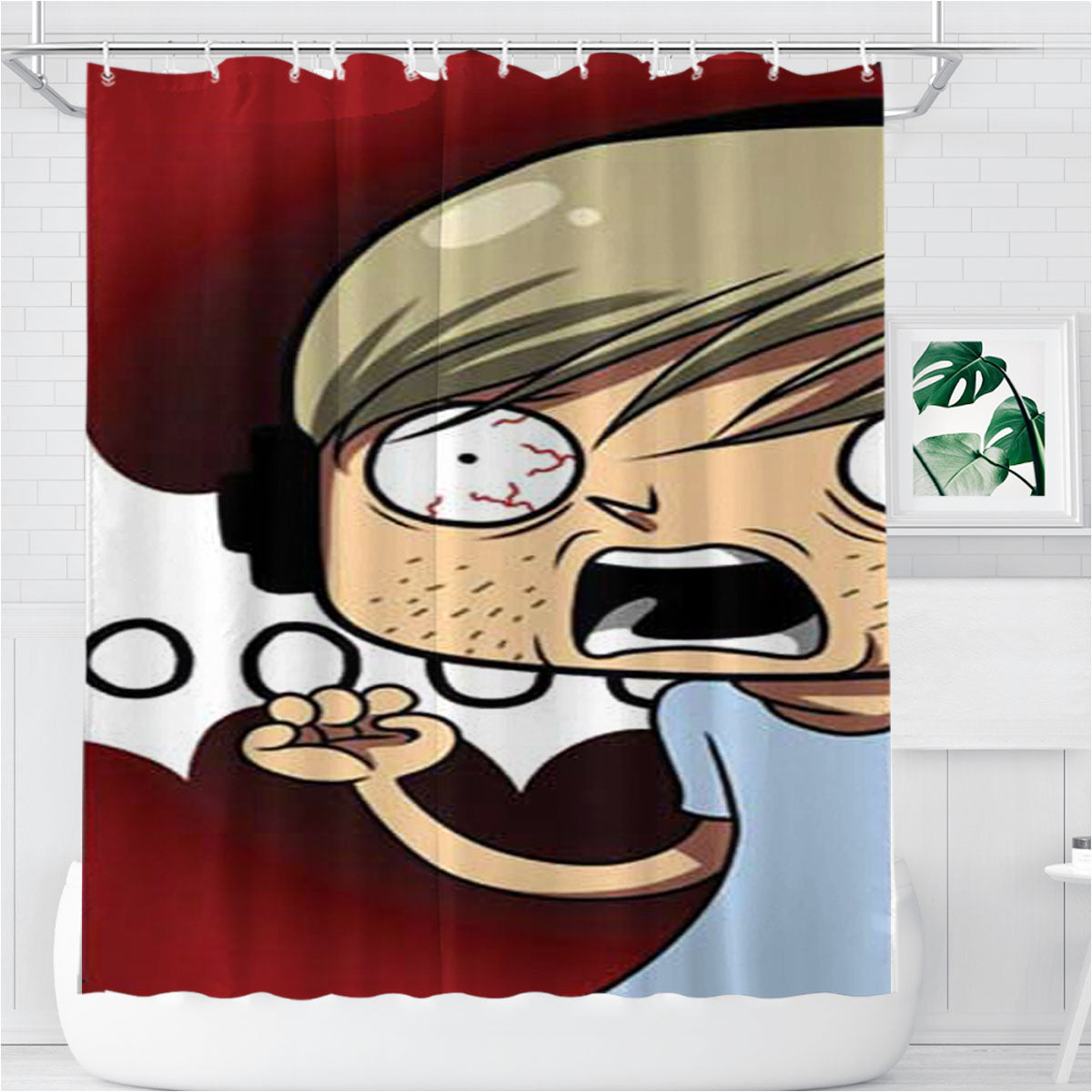Pewdiepie Cartoon Bathroom Shower Curtain Fabric Waterproof | 66 X 72 Inch