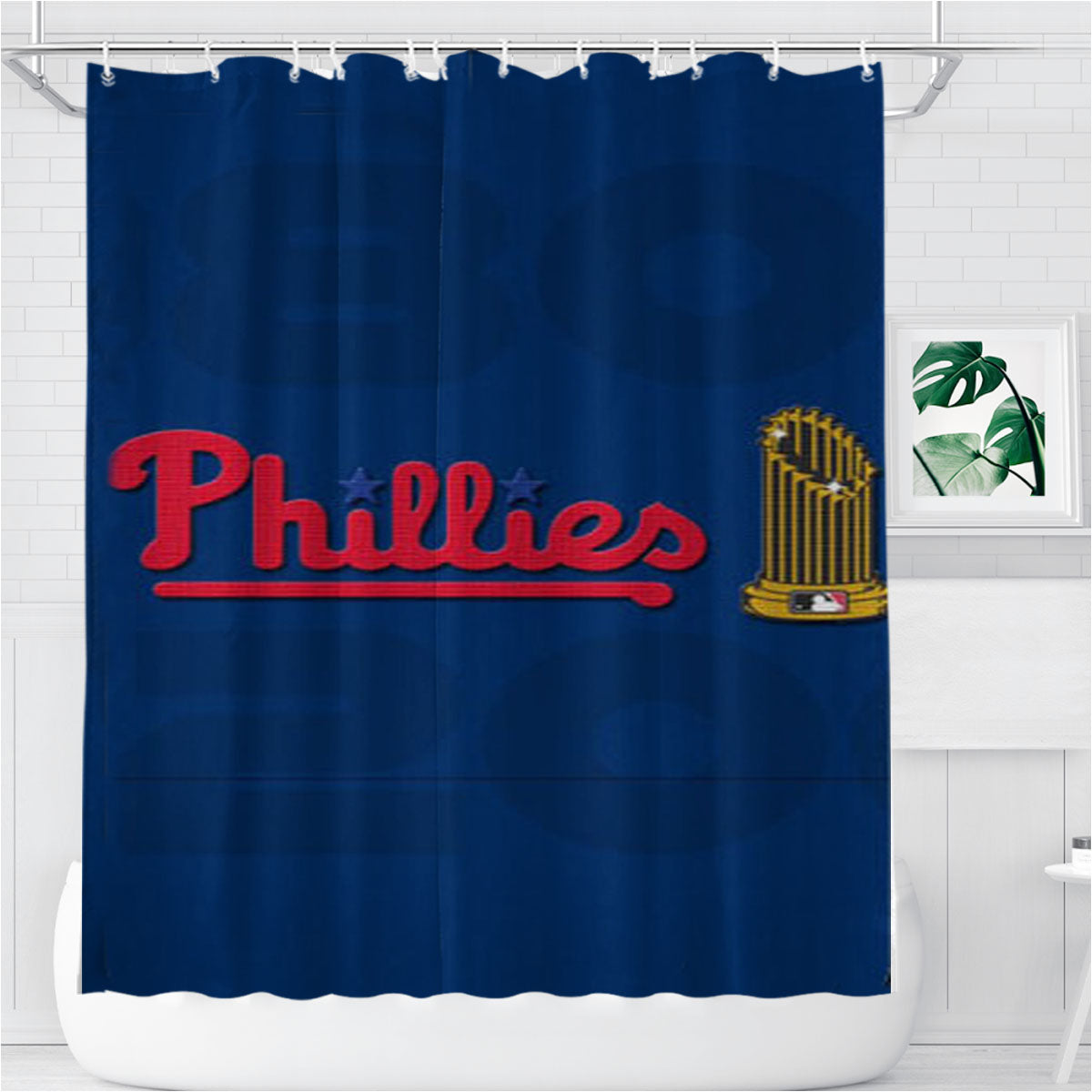 Phillies Champions Bathroom Shower Curtain Fabric Waterproof | 66 X 72 Inch
