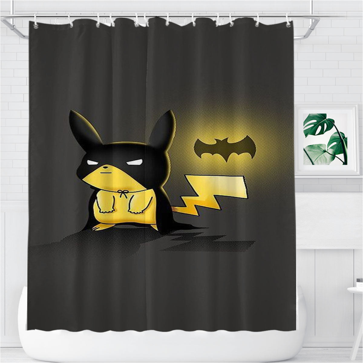 Pikachu Batman Wallpaper Bathroom Shower Curtain Fabric Waterproof | 66 X 72 Inch