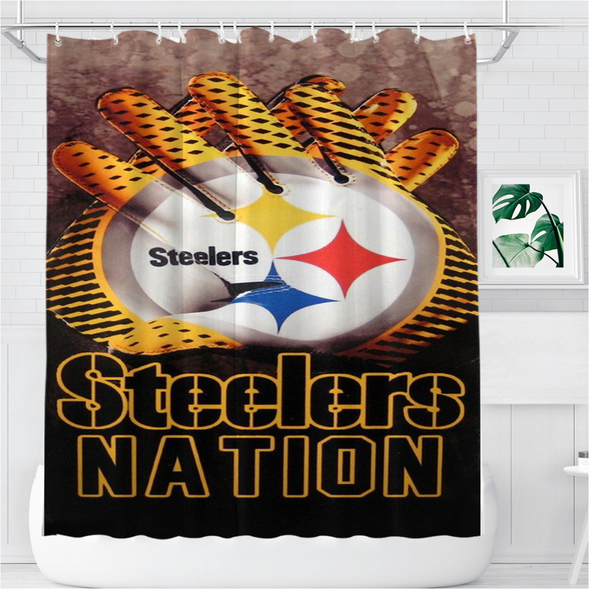 Pittsburgh Steelers Nfl Bathroom Shower Curtain Fabric Waterproof | 66 X 72 Inch